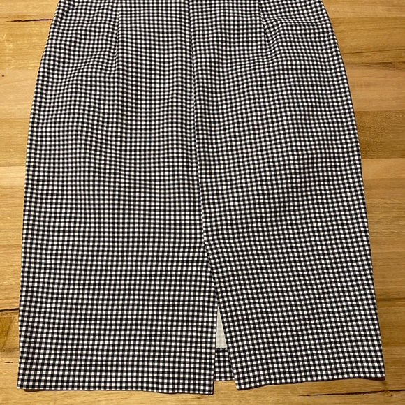 Zara black and white check stretch cotton skirt 10 - Picture 8 of 9